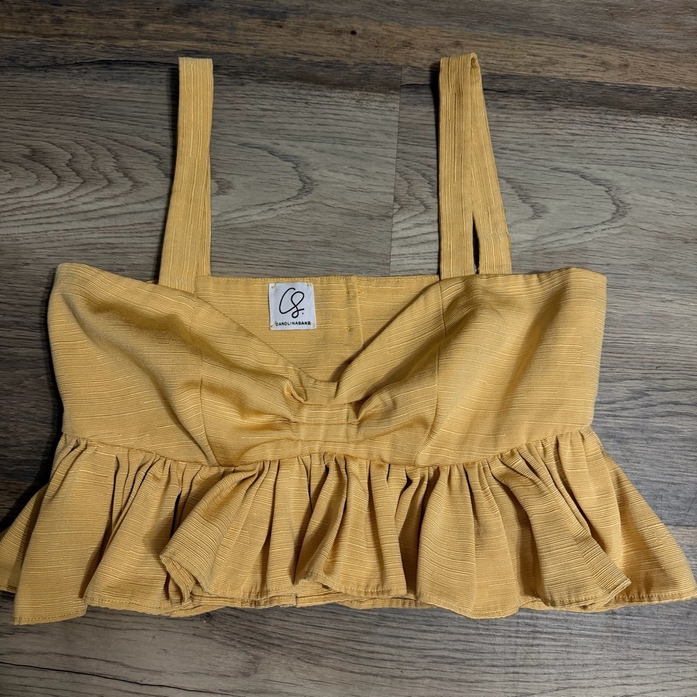Golden Ruffle Crop Top - Picture 8 of 9